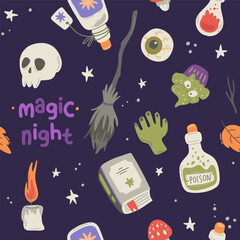 Cute Halloween pattern. Magic night