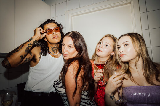 Friends enjoying party at home