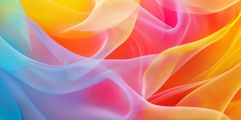 Minimalistic abstract photo of rainbow lines and shapes symbolizing energy and movement in studio