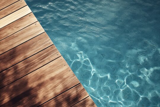 Swimming Pool Deck. Abstract Design Concept for Pool Decking on Sunny Summer Day