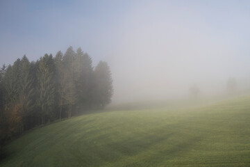 Fototapeta premium wafts of fog in the mountains of Austria