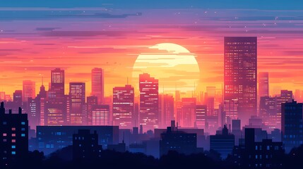 Sunset in the city background