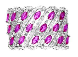 Gold silver Ring with Topaz and Diamonds including clipping path
