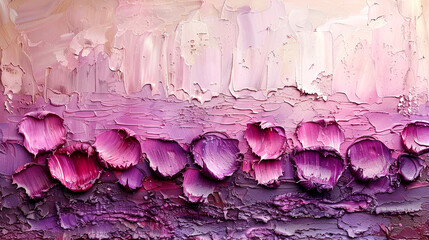 Obraz premium Vibrant abstract landscape of blooming flowers in shades of pink and purple at sunset