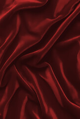 Obraz premium Red Velvet Fabric with Smooth Flowing Texture Close-Up