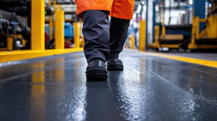 Obraz premium Anti-skid coating, highlighting durable and effective surface treatments designed to provide slip-resistant protection in work environments