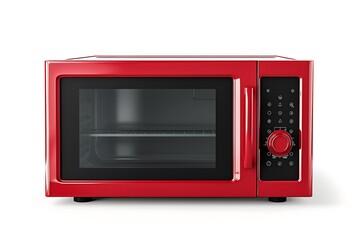 Fototapeta premium Red microwave oven isolated on white background
