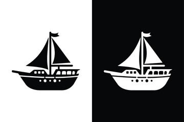Silhouette Seas Elegant Black And White Boat Design.