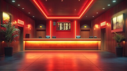 Modern movie theater lobby. Ticket Counter and Lobby 