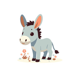 Fototapeta premium cute adorable donkey isolated vector illustration