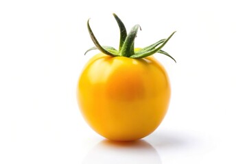 Fresh yellow cherry tomato or sun gold Solanum lycopersicum var cerasiforme isolated on white background silhouette