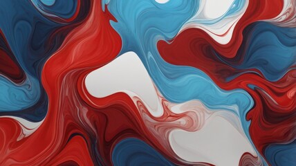 Obraz premium Red and blue liquid ink 3D illustration with a realistic texture