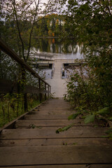 Fototapeta premium wooden pontoon by the river