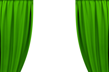 green stage curtain, photo, png isolated on transparent background