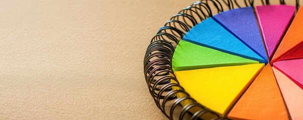 Obraz premium A colorful array of paper shapes arranged in a circular tray on a textured surface.