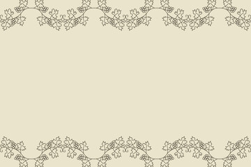 Vintage nature Frame with grape leaves isolated light background. Elegant Vintage baroqoe Frame. Vector illustration can used vine shop mail decor discord banner.