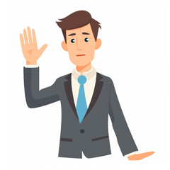 A Businessman in a Suit Expresses Greeting With a Wave in a Minimalistic Design. Generative AI