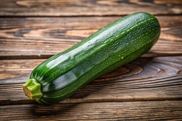 Freshly picked zucchini on wooden surface with tilted angle