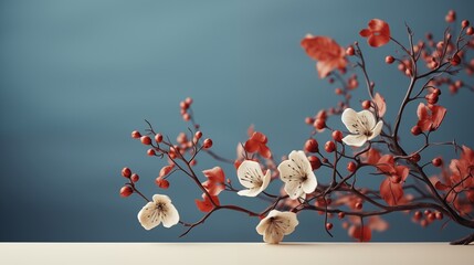 Beige backdrop with autumn leaf and branch shadows, perfect for a natural-themed product presentation.