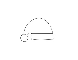 santa hat black outline on a white background,