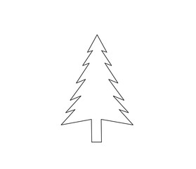 Obraz premium Christmas tree black outline on a white background