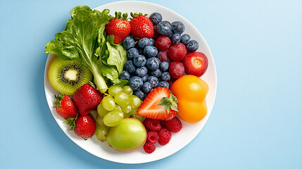 Fruit bowl with raspberries, cherries and strawberries