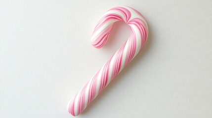 Pink and White Candy Cane on White Background