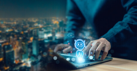 AI generates bot artificial intelligence, which is smart robot conversation. development of chatbot...