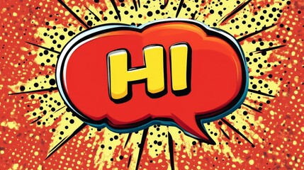 Comic Book Speech Bubble Saying Hi.