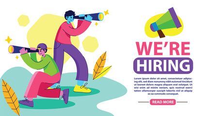 Online recruitment and Job hiring banner illustration