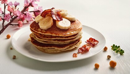 Wholewheat Pancake with Banana and Bacon
