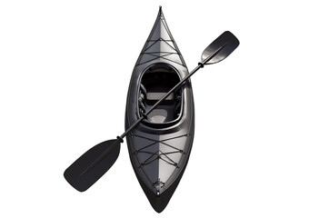 Black kayak on a plain isolated on transparent or white background