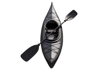 Black kayak on a plain isolated on transparent or white background