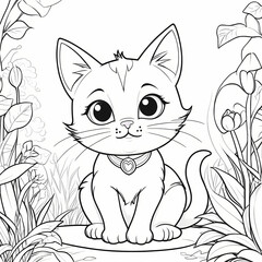 Obraz premium Toon Cat Coloring Book Page