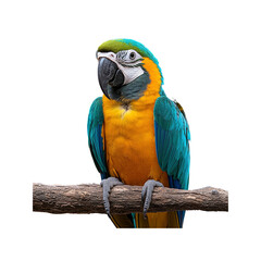 Obraz premium Blue and Gold Macaw Parrot Perched on Branch