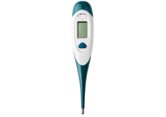 modern digital thermometer, electronic device used to measure temperature accurately isolated on transparent or white background