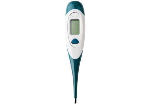 modern digital thermometer, electronic device used to measure temperature accurately isolated on transparent or white background