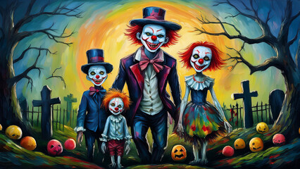 Obraz premium Scary Clown Zombies Samsung Frame Tv Art Painting