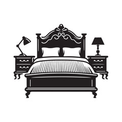 Minimalist Bed Silhouette Vector Art for Modern Furniture Design