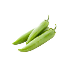 Fresh Green Chili Peppers Isolated on White Background