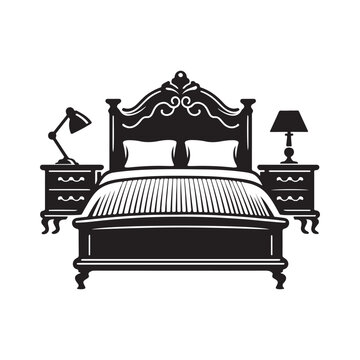Minimalist Bed Silhouette Vector Art for Modern Furniture Design