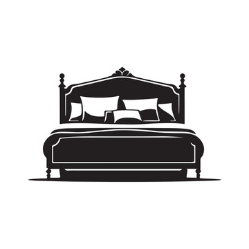 Minimalist Bed Silhouette Vector Art for Modern Furniture Design