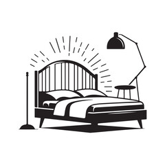 Minimalist Bed Silhouette Vector Art for Modern Furniture Design