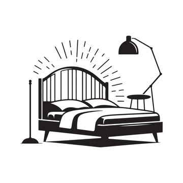 Minimalist Bed Silhouette Vector Art for Modern Furniture Design