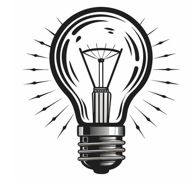 recommend clip art: Linear glowing idea lamp bulb with detailed line work and clear glass enclosure vector illustration. Modern style and detailed innovation light bulb line art. Idea lamp linear icon.