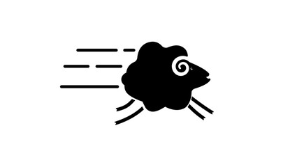 running sheep emblem, black isolated silhouette
