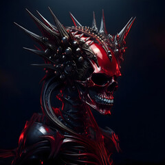 red and black skull metal king robotic 