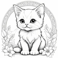 Obraz premium Drawing of a Persian Kitten Coloring Book Page