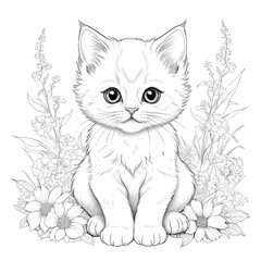 Obraz premium Drawing of a Persian Kitten Coloring Book Page