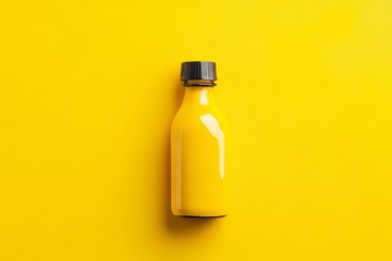Yellow sauce bottle mockup on a vibrant yellow background